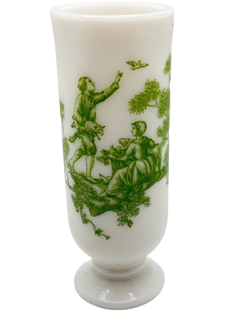 Vintage Courting Couple Milk Glass Avon Demitasse Footed White Green